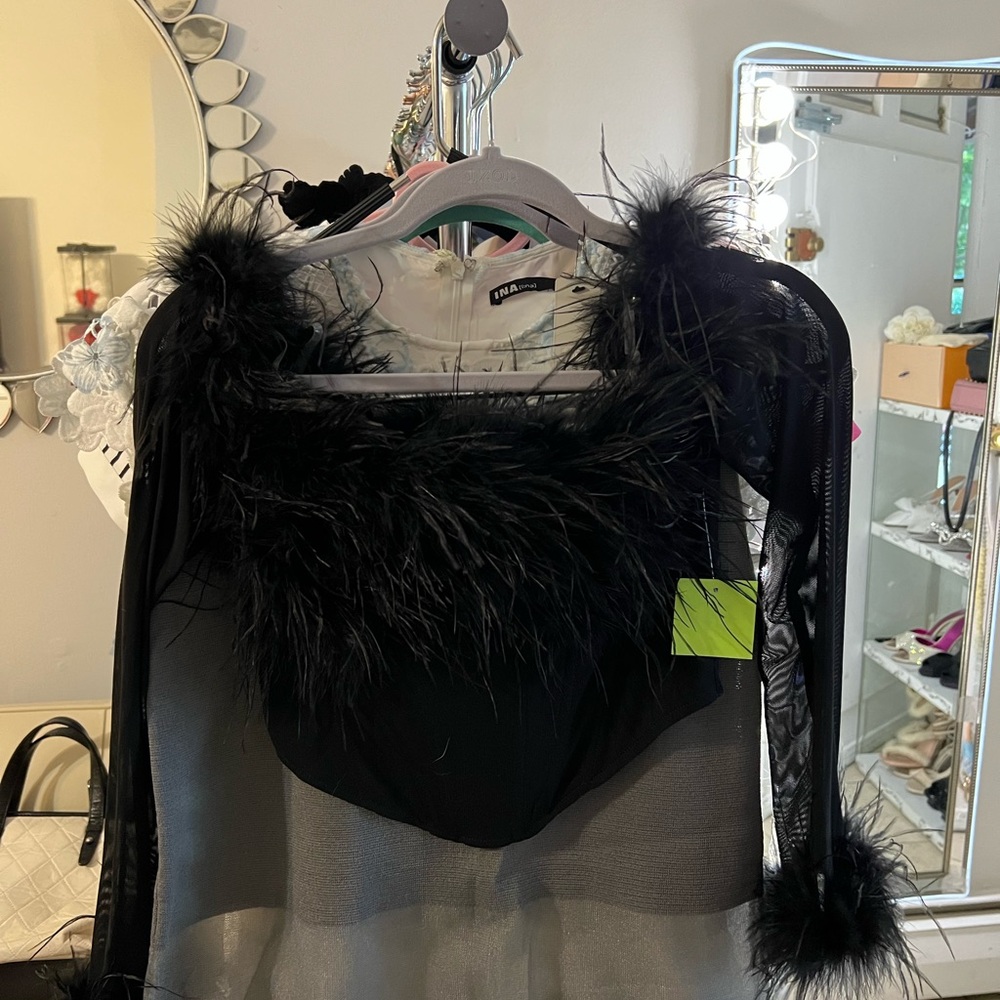 Black fur corset top